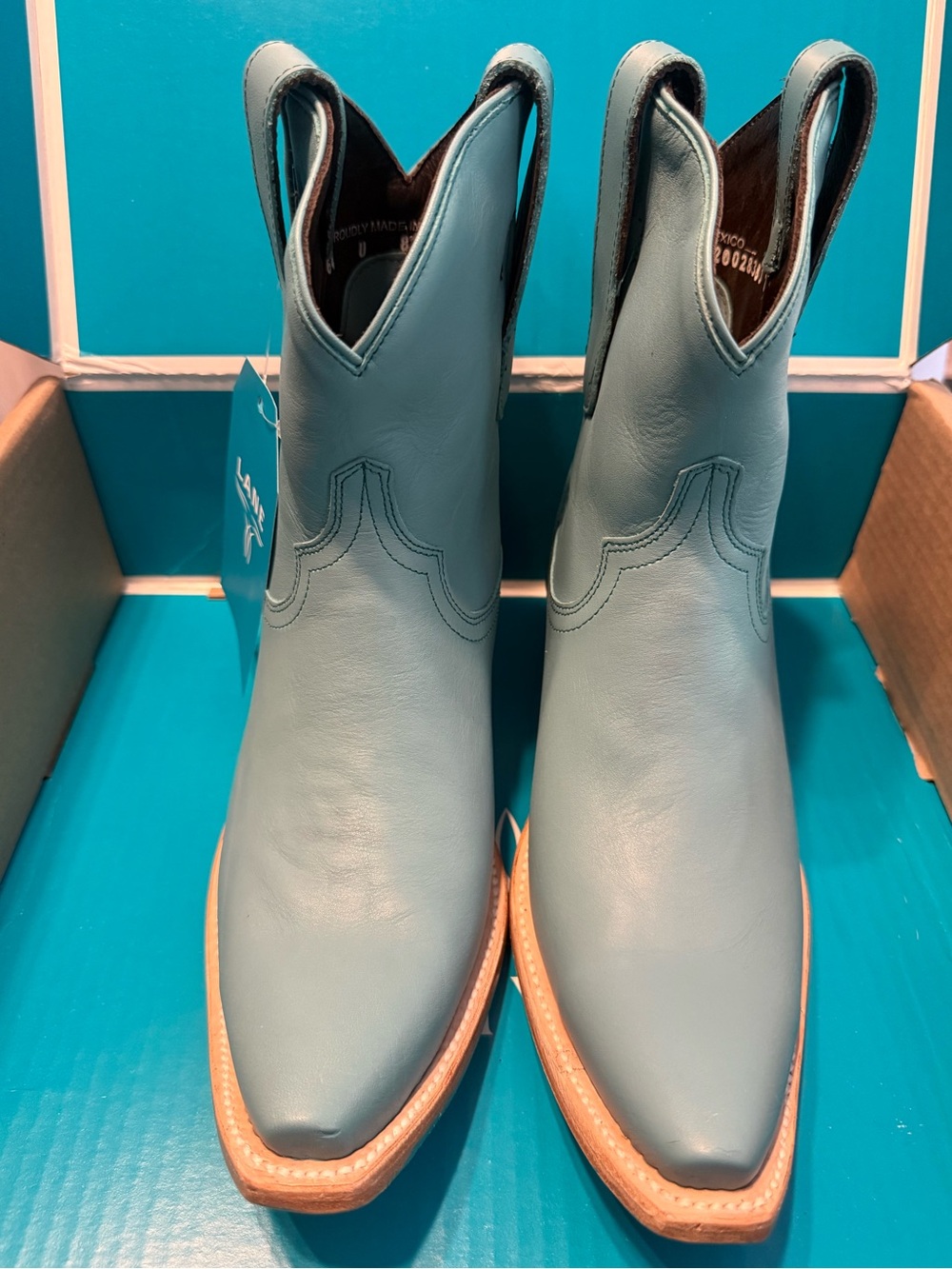Lane Emma Jane Light Blue (Turquoise Blaze) Cowgirl Ankle Boots 8.5